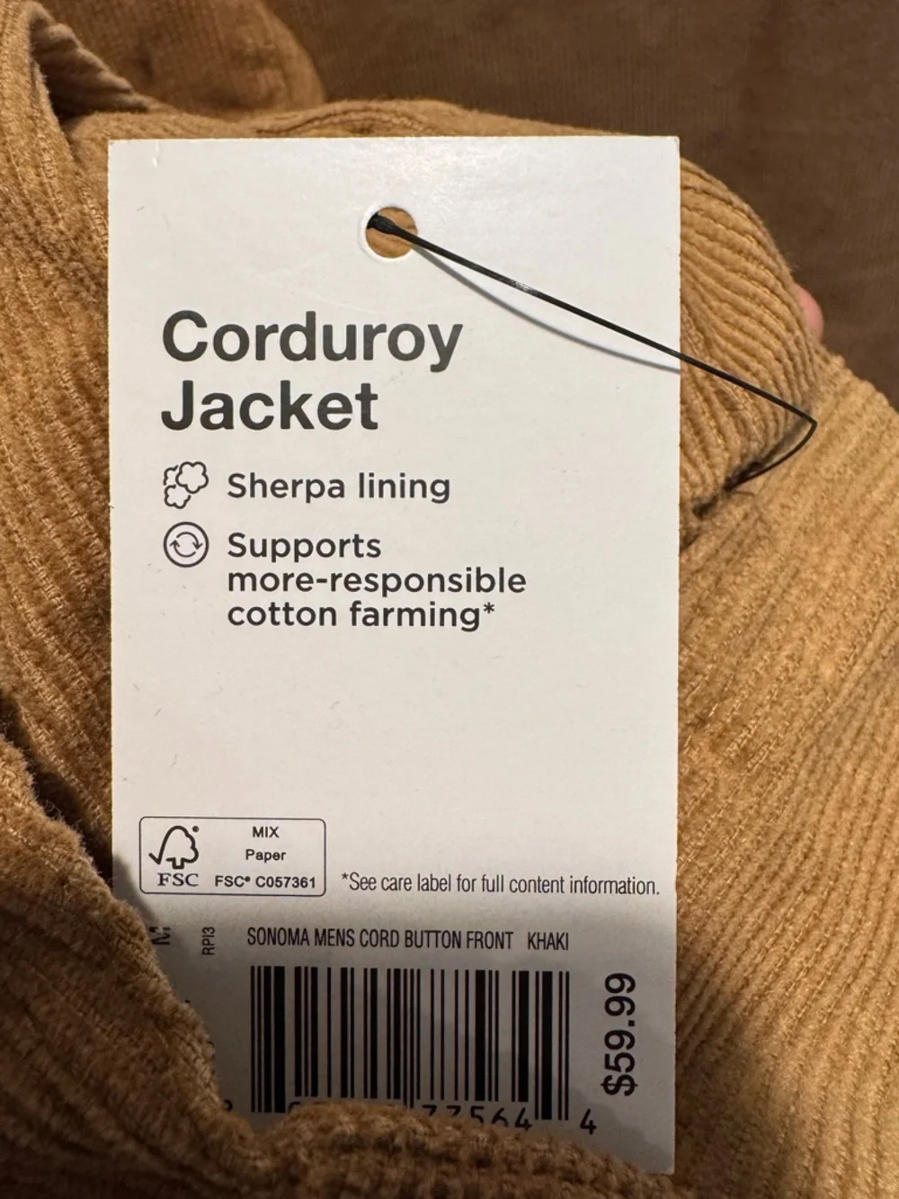 Sonoma Brown Corduroy Sherpa-Lined Shirt Jacket